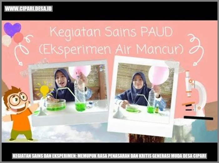 Kegiatan Sains dan Eksperimen: Memupuk Rasa Penasaran dan Kritis ... Menumbuhkan Rasa Ingin Tahu Melalui Kegiatan Eksperimen